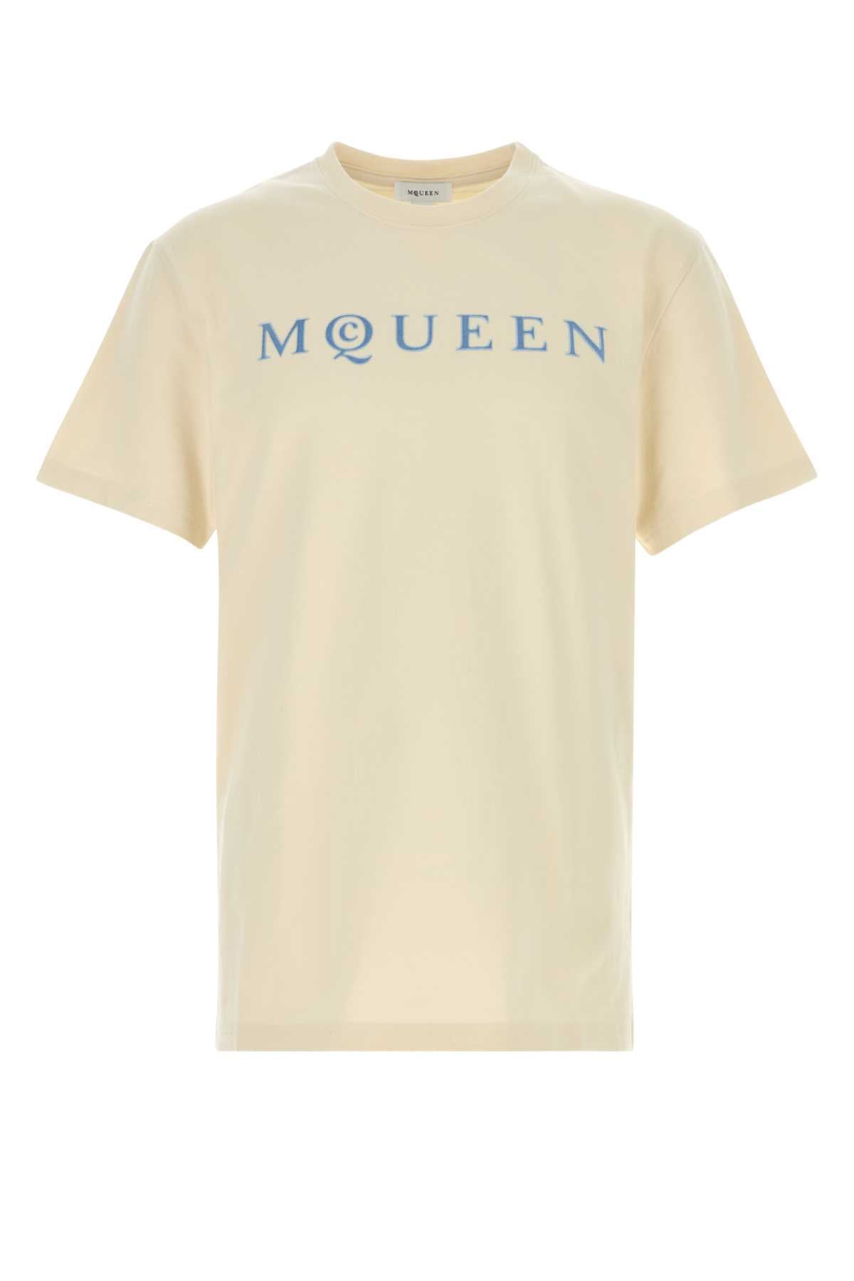 Alexander McQueen Logo-Embroidered Cotton T-Shirt — Cream