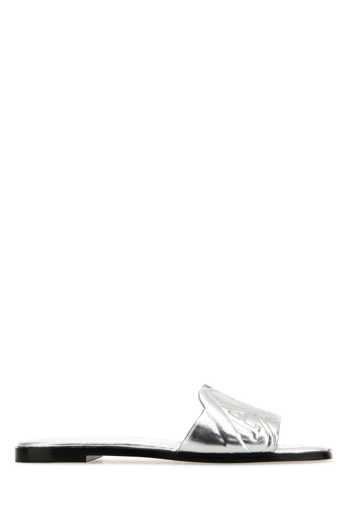 Alexander McQueen Stringate Slide — Silver