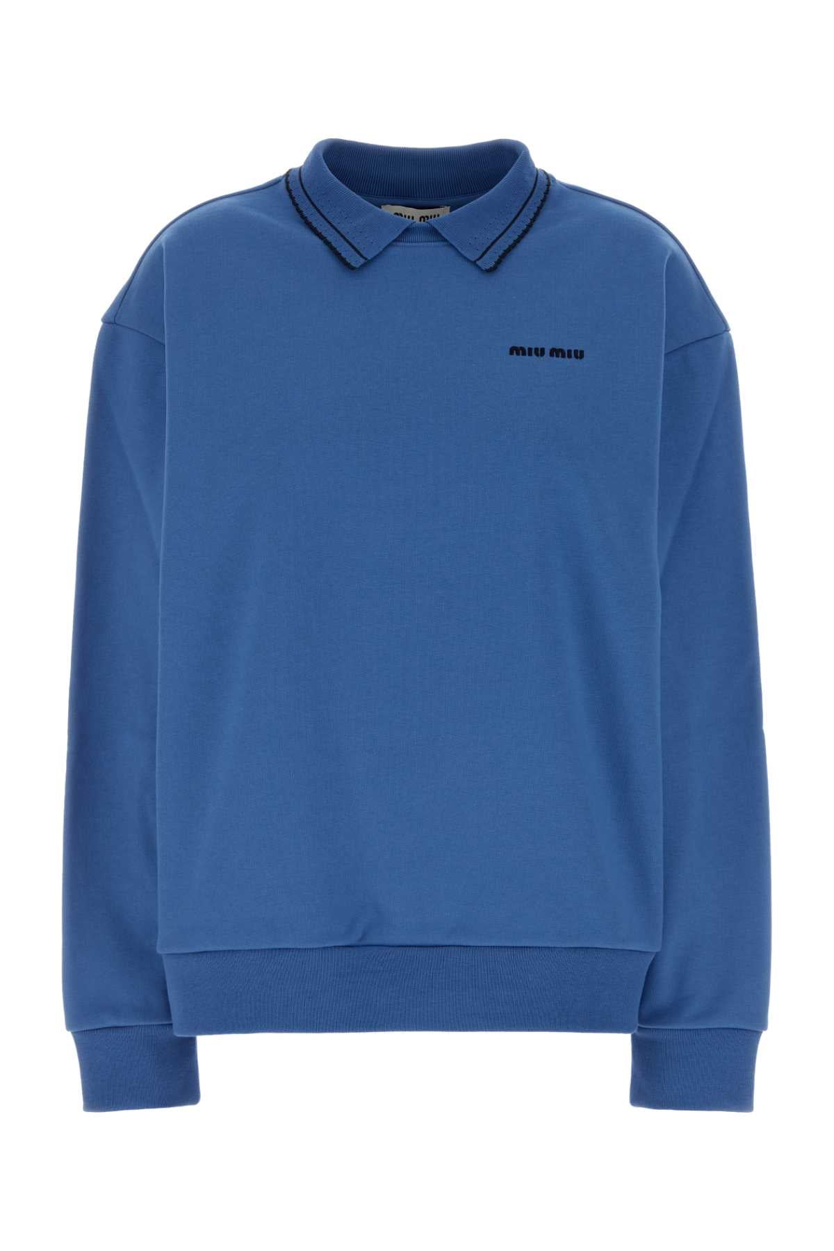 Miu Miu Cotton Oversize Polo Shirt — Blue