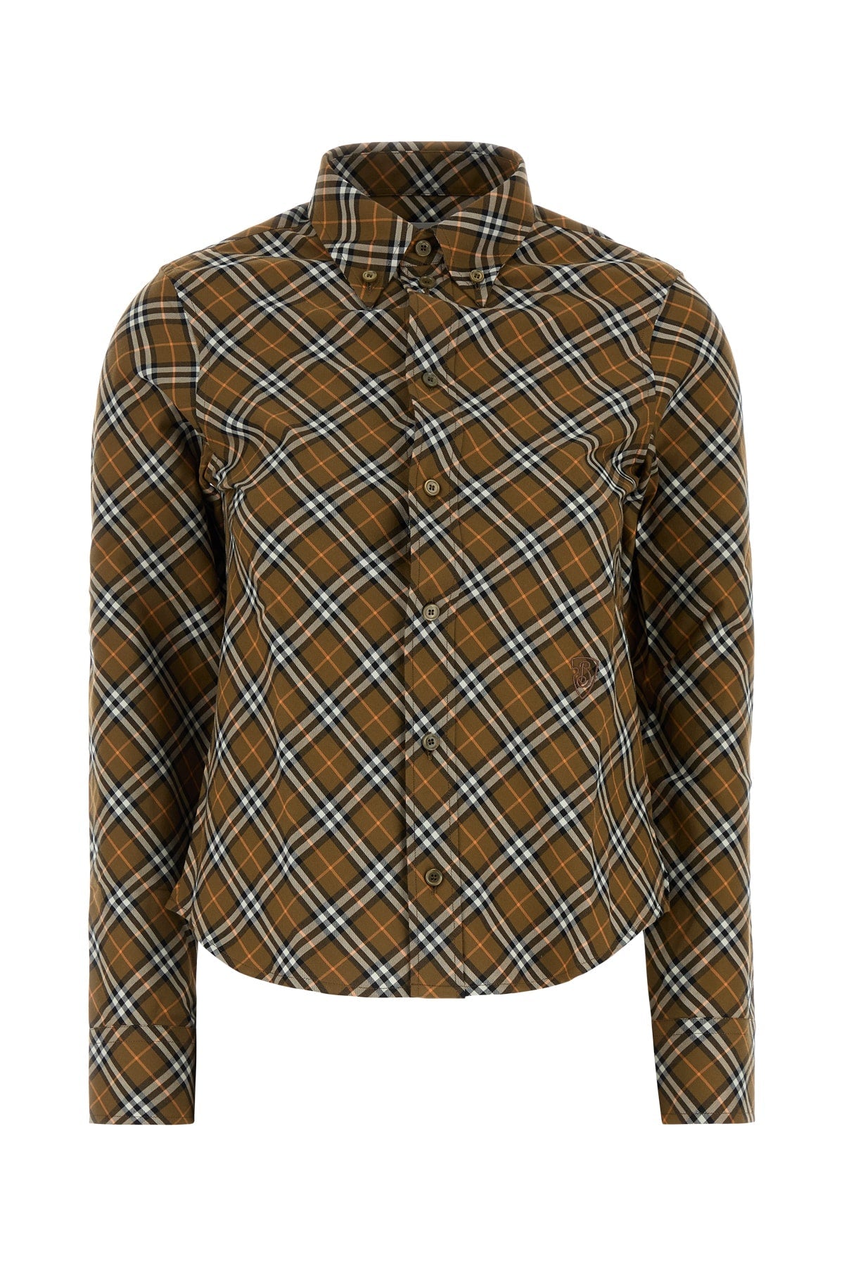 Burberry Checked Cotton Shirt — Brown