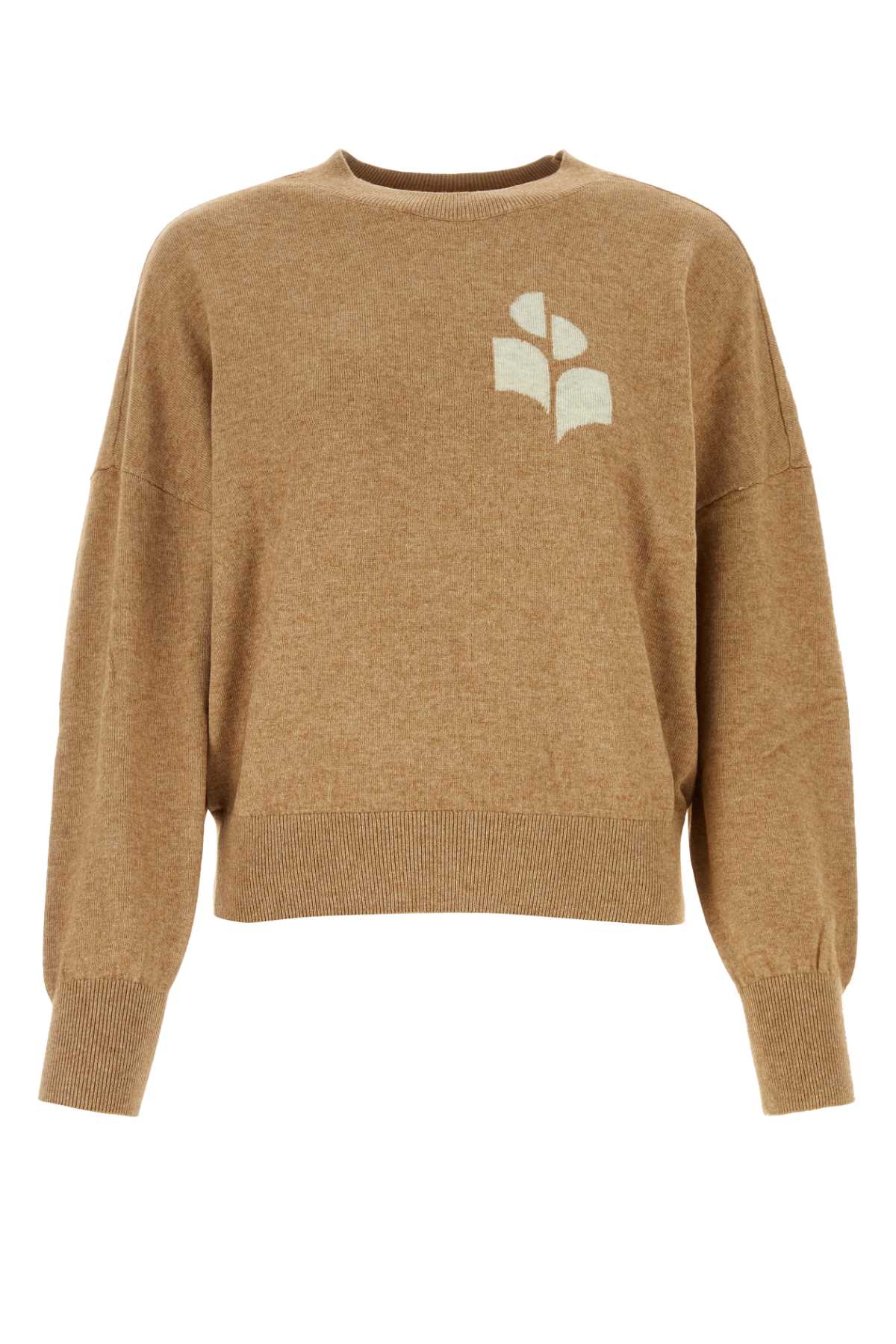 Isabel Marant Etoile Logo-Intarsia Cotton-Blend Knit Sweater — Camel