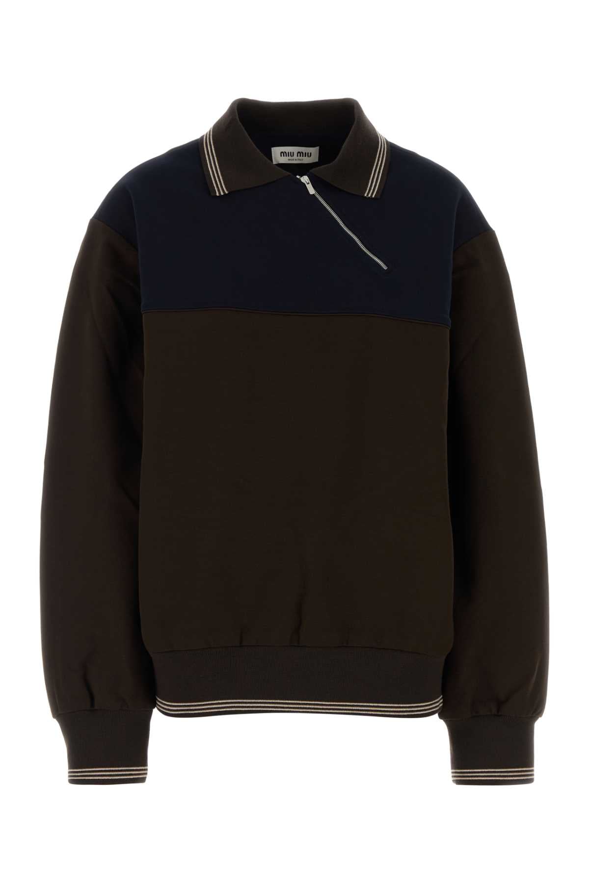 Miu Miu Colour-Block Viscose Sweatshirt — Black