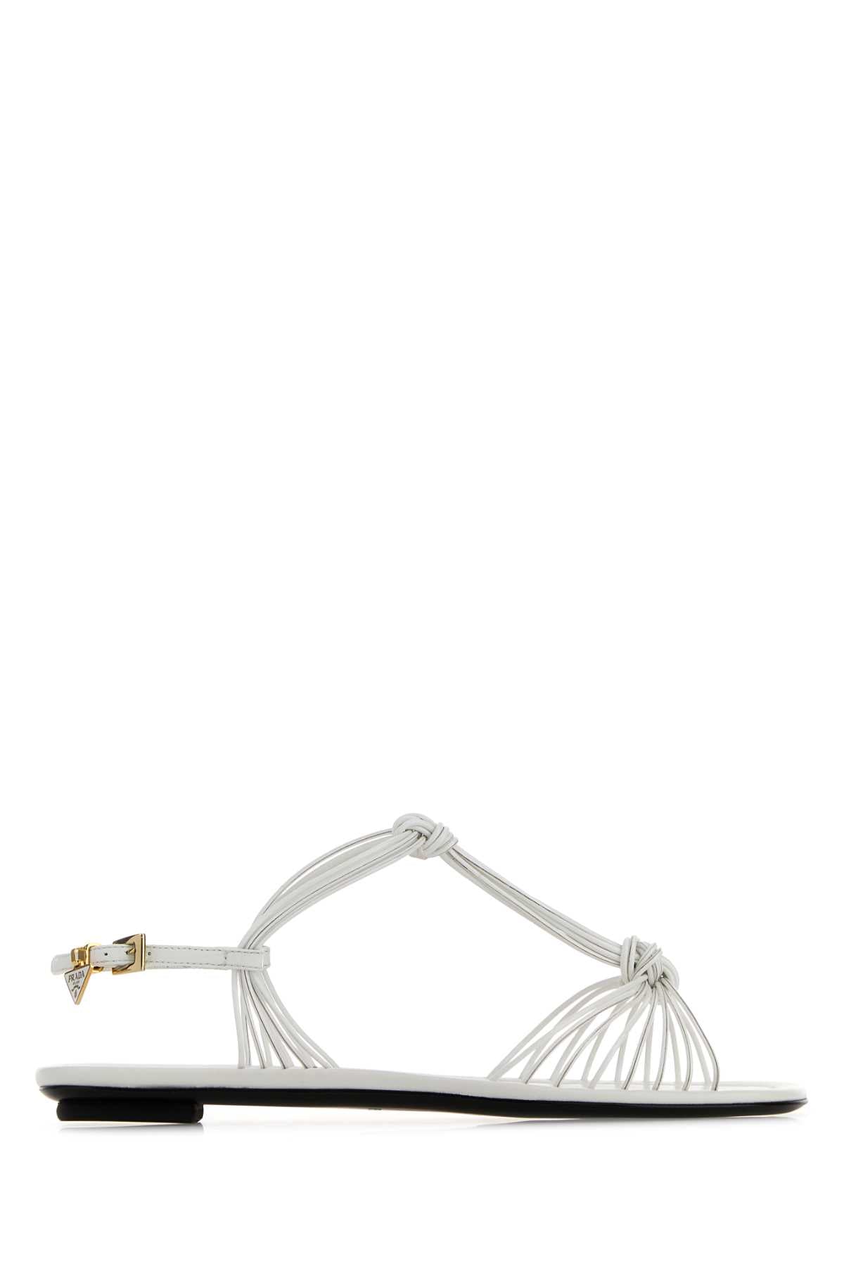 Prada Strappy Leather Sandal — White