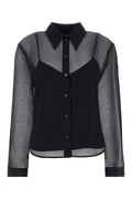 Camisa de chifón de seda color block Gucci - Negra