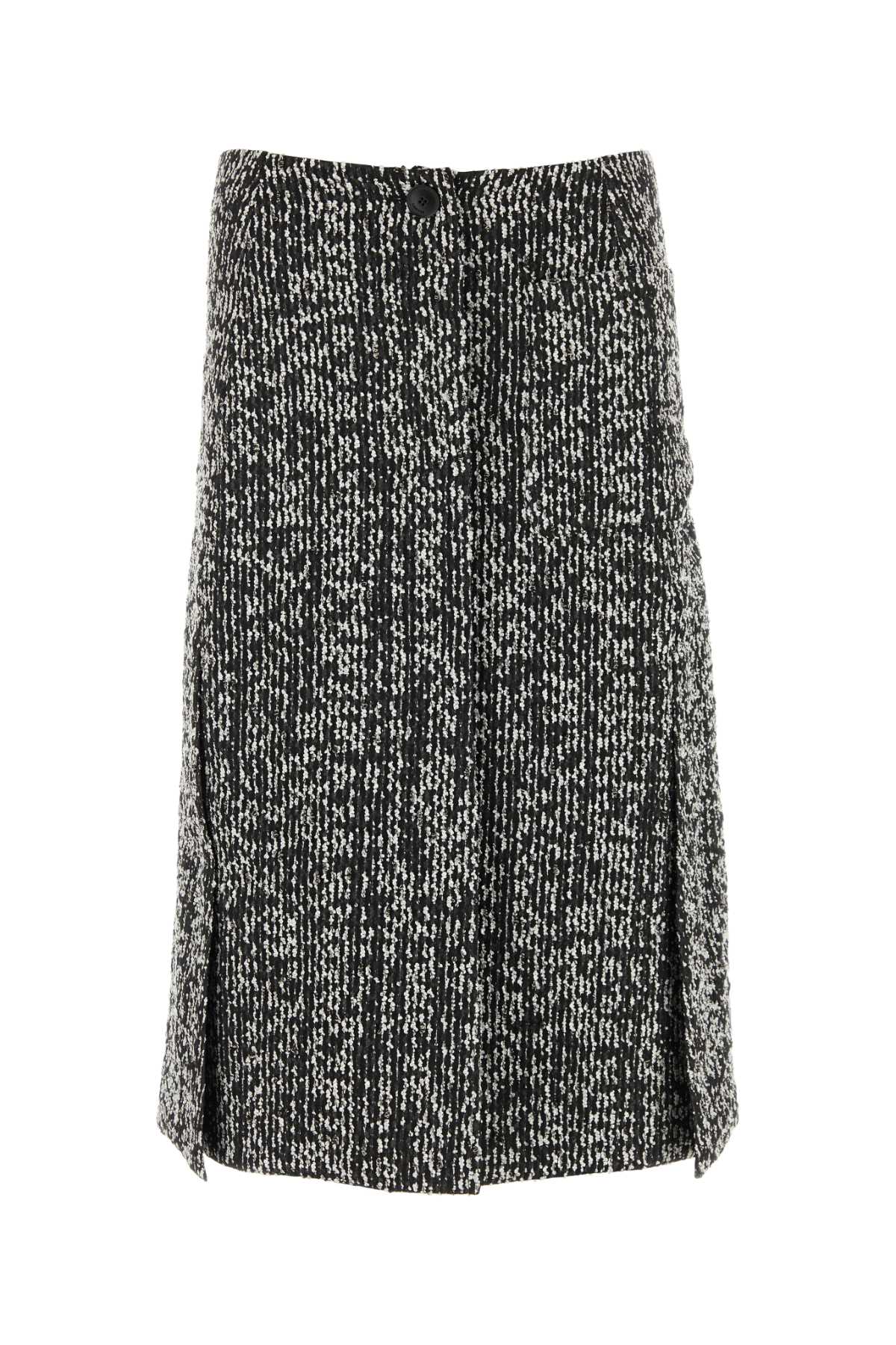 Lanvin Textured Wool-Blend Skirt — Black