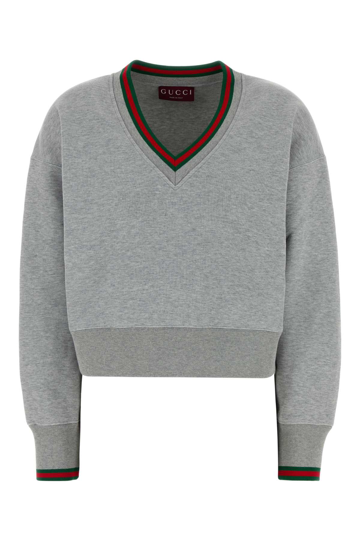 Gucci Web-Trim Cotton Blend Sweatshirt — Gray