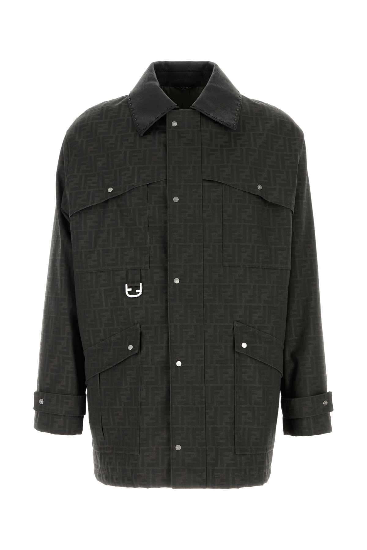 Fendi FF Monogram Canvas Coat — Brown