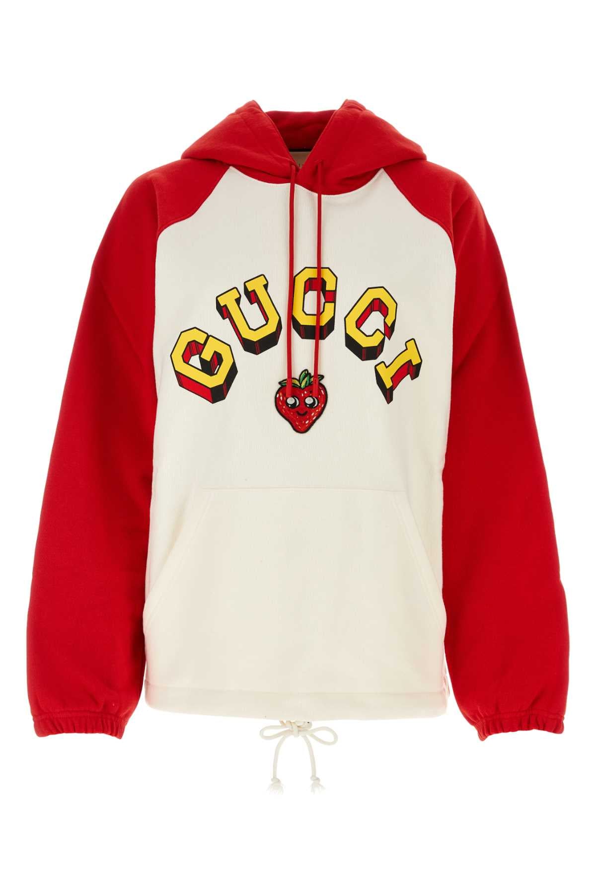 Gucci Two-Tone Cotton Oversize Sweatshirt — Red