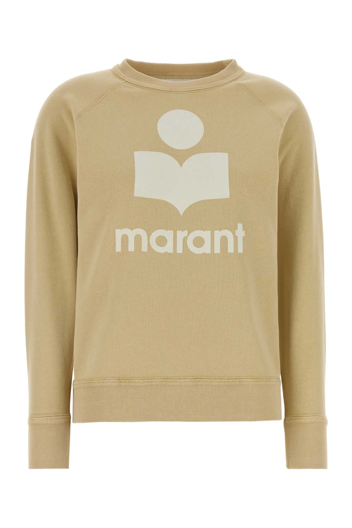 Isabel Marant Etoile Logo-Print Cotton Blend Sweatshirt — Beige