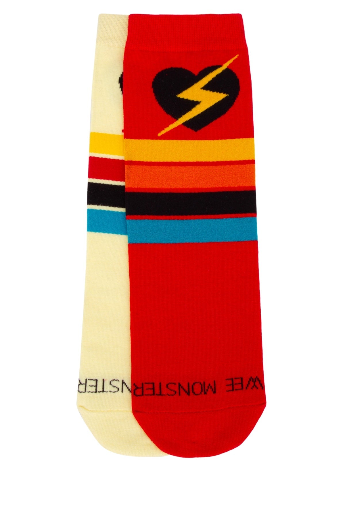 Wee Monster Lightning-Heart Cotton Socks — Red
