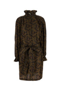 Saint Laurent Paisley-Patterned Silk Dress — Navy