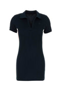 Gucci Ribbed Jersey Polo Polo Dress — Navy