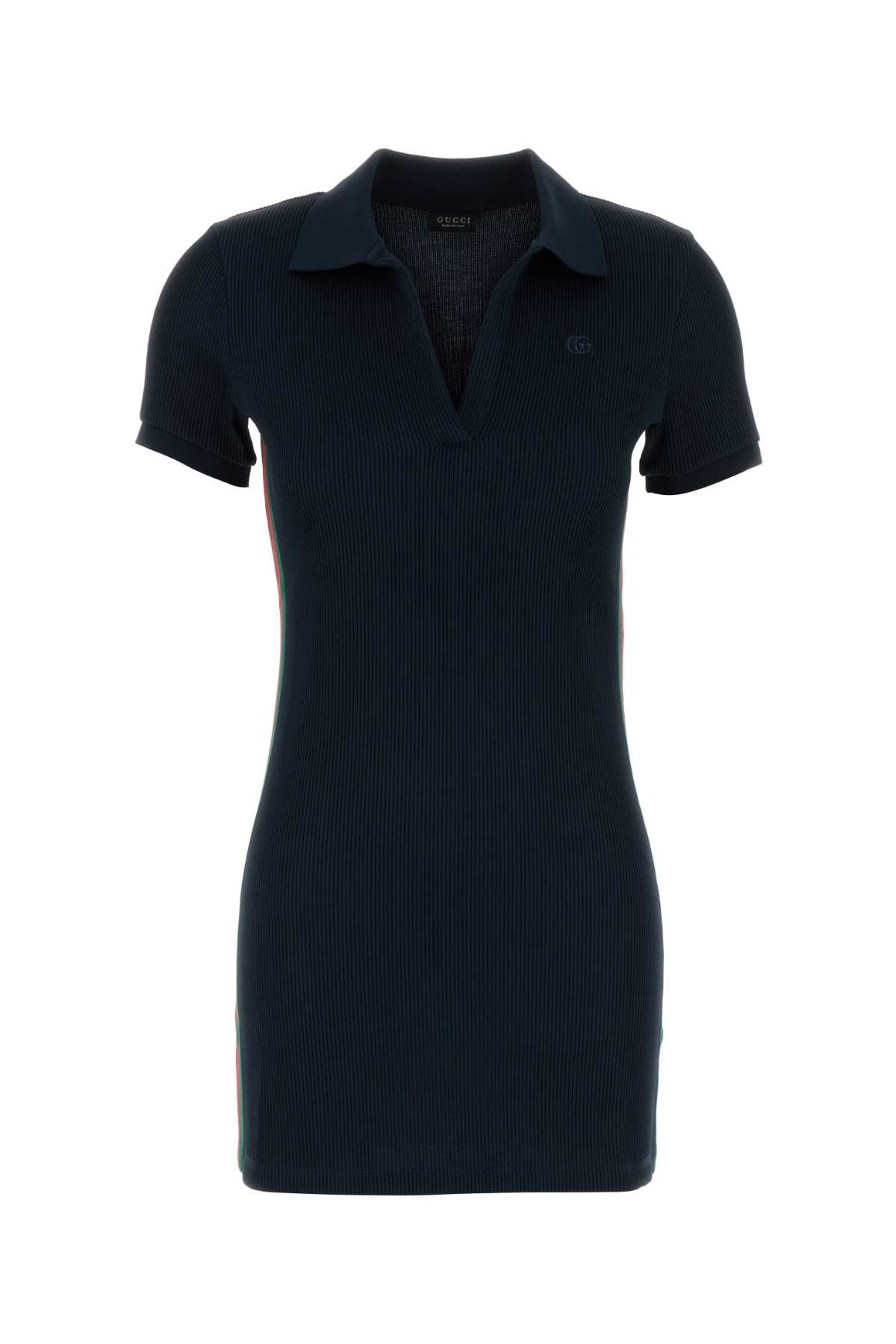 Gucci Ribbed Jersey Polo Polo Dress — Navy