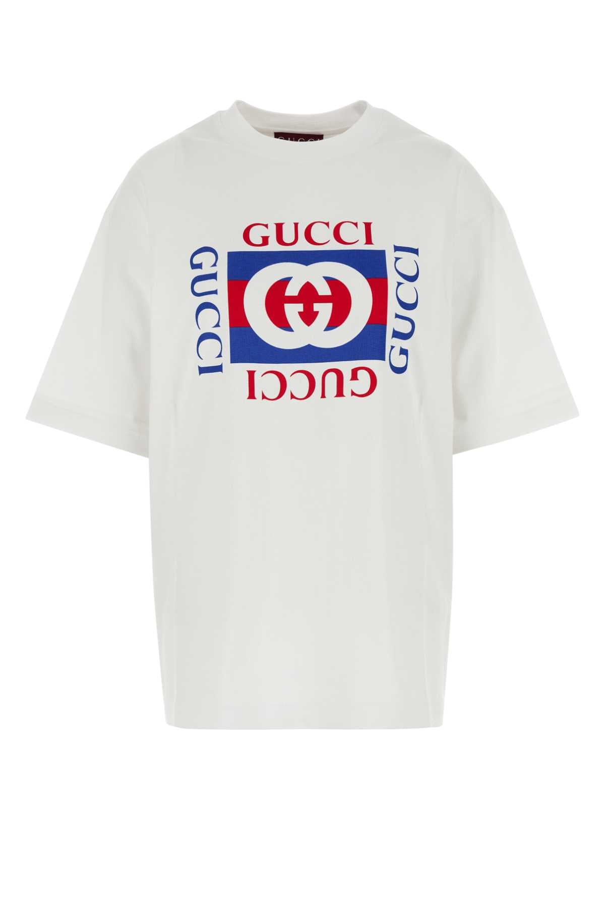 Gucci Logo-Embroidered Cotton T-Shirt — White