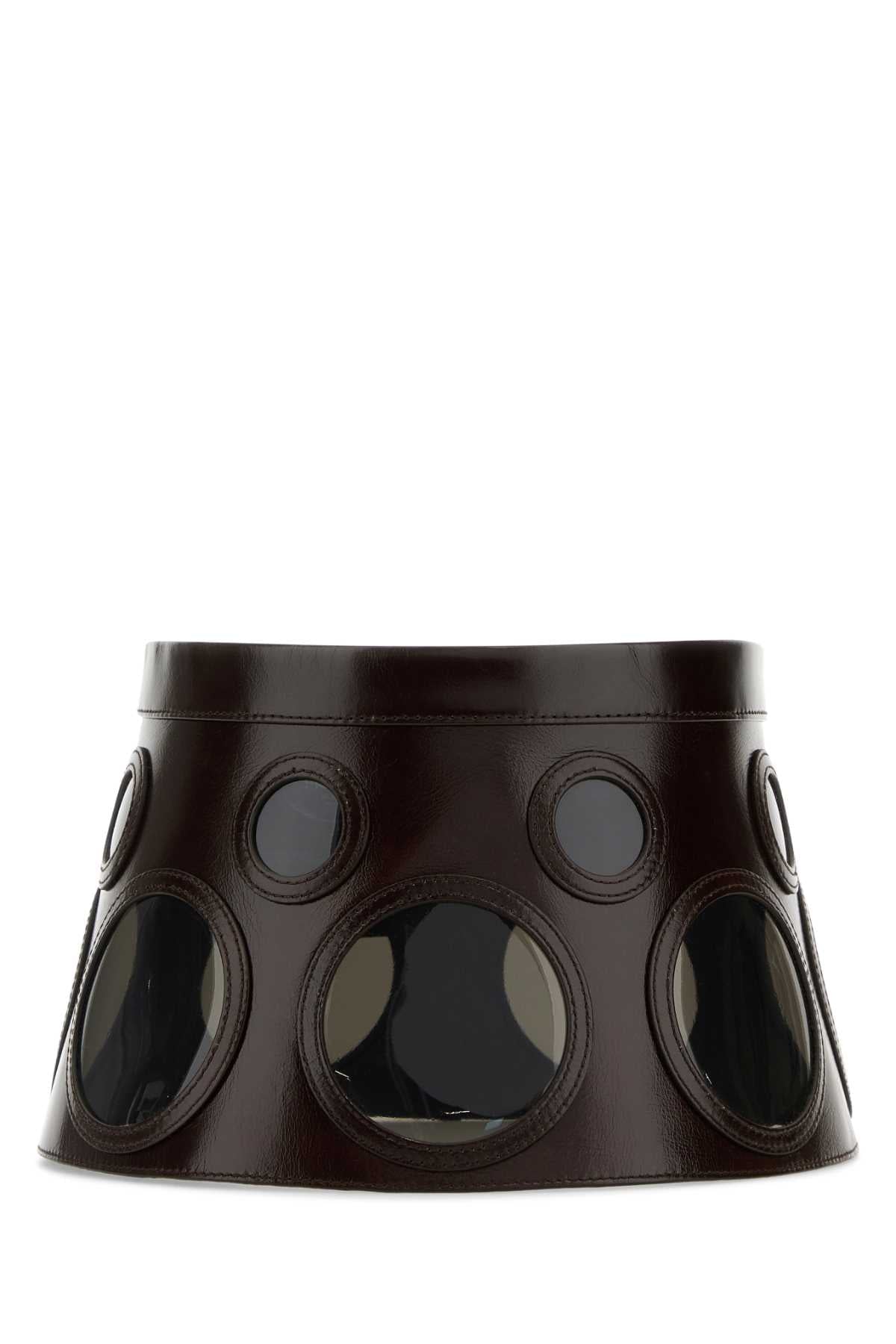 Prada VISIERE Perforated Leather Visor — Brown