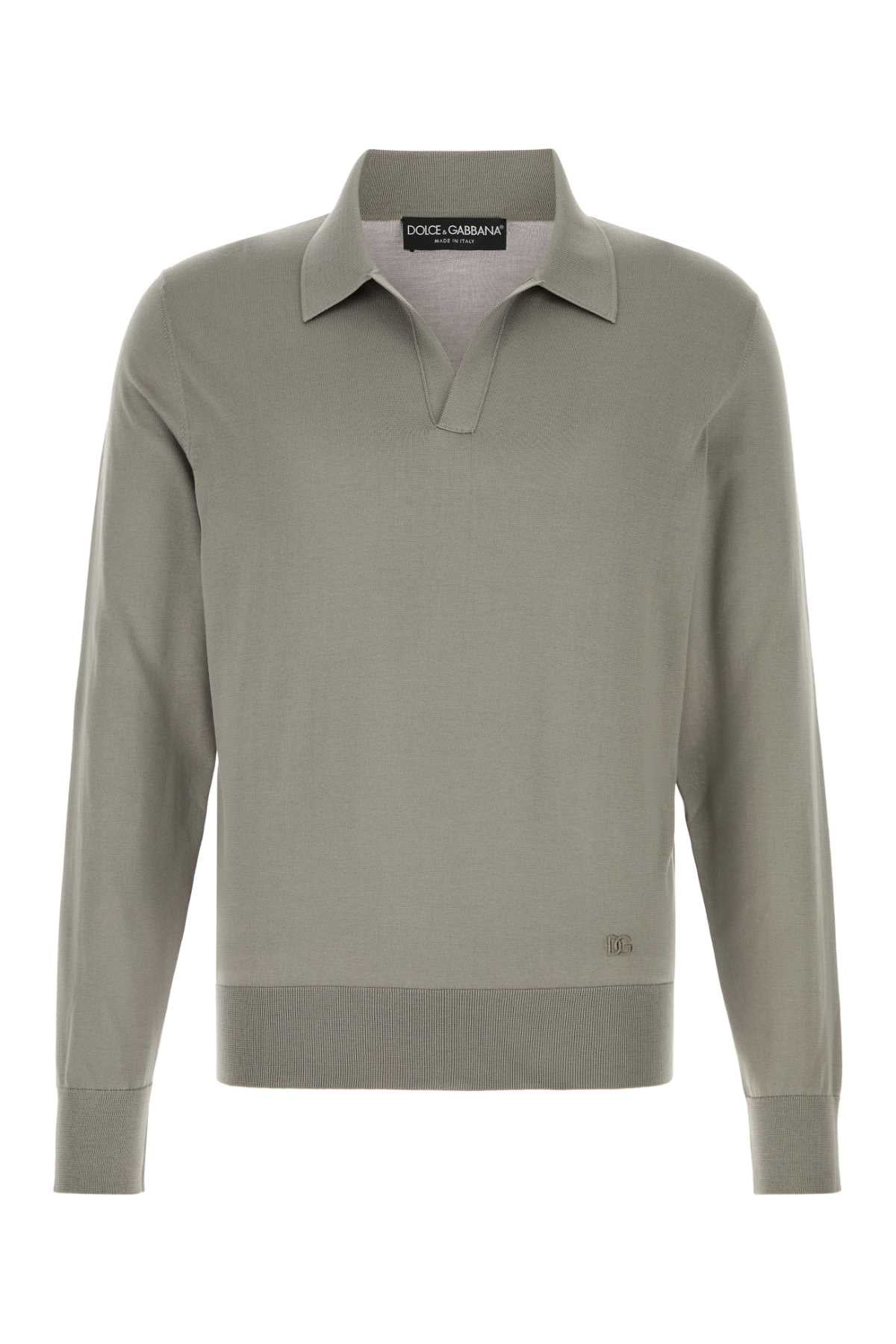 Dolce & Gabbana Silk Polo — Beige