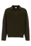 Ferragamo Virgin Wool Textured Sweater — Olive