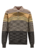Missoni Striped Wool Polo Shirt — Brown