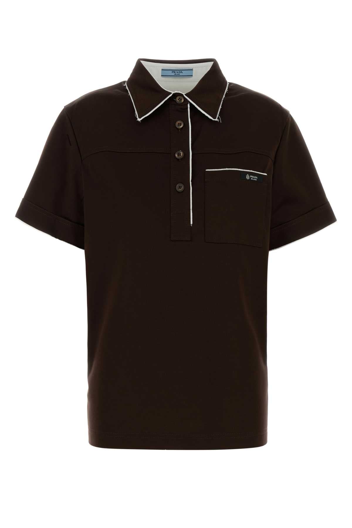 Prada Cotton Piqué Polo Shirt — Brown