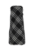 Burberry Embroidered Wool Tartan Dress — Black
