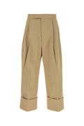 Thom Browne Wide-Leg Cotton Trousers — Beige