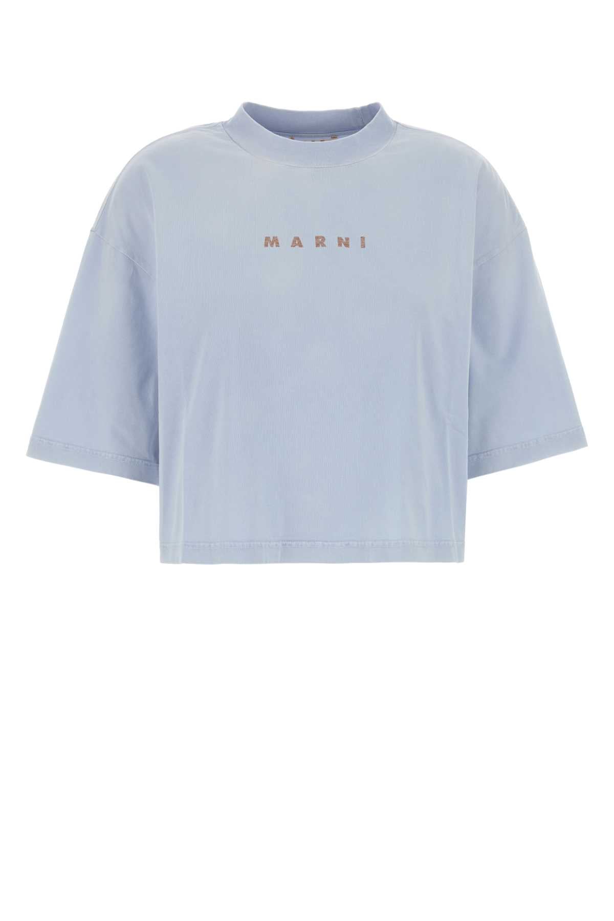 Marni Logo-Embroidered Cotton T-Shirt — Blue