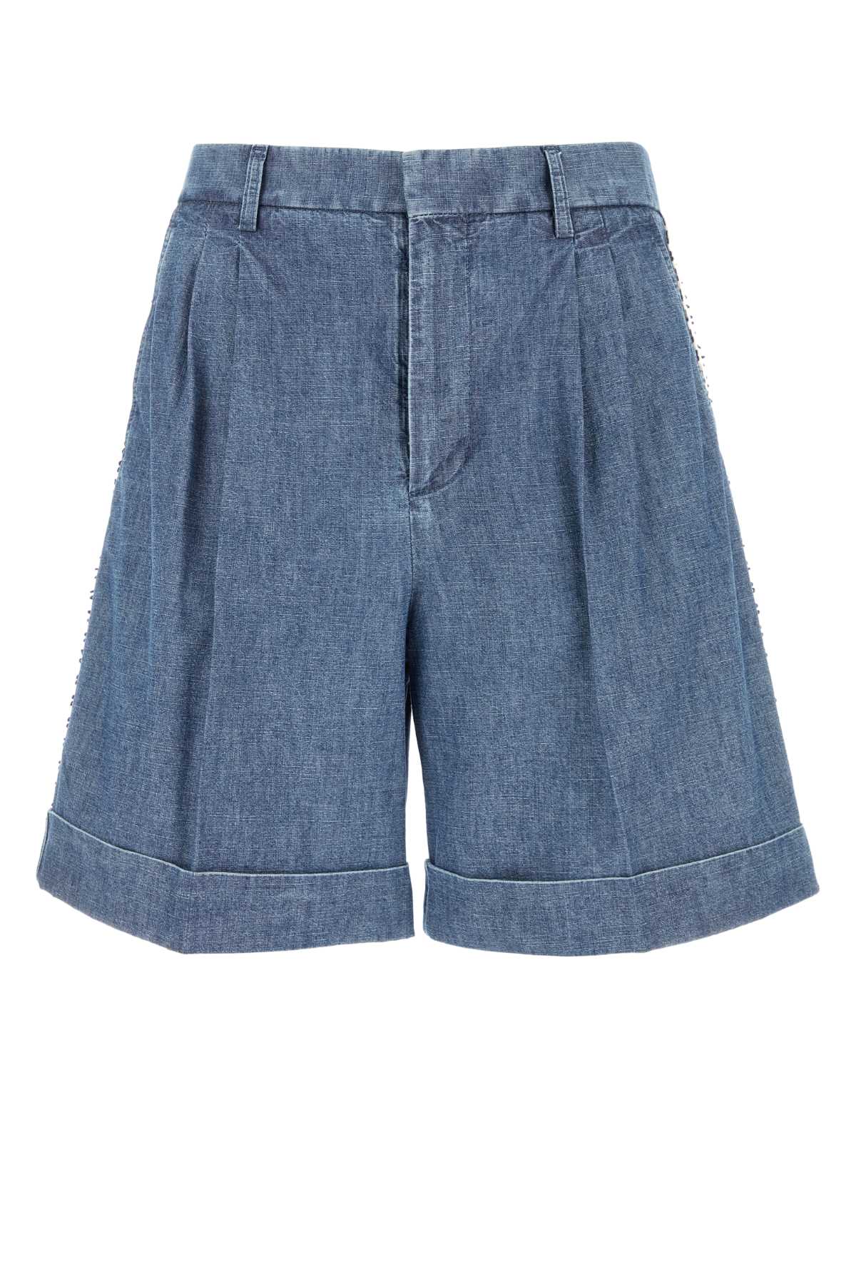 Valentino Garavani Denim Bermuda Shorts — Blue
