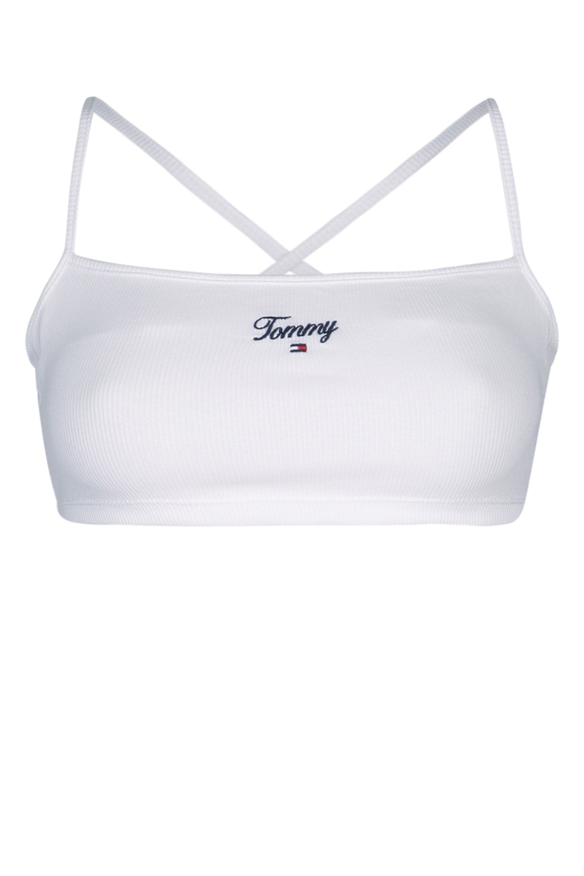 Tommy Hilfiger Jeans Logo-Embroidered Ribbed Cotton Tank Top — White
