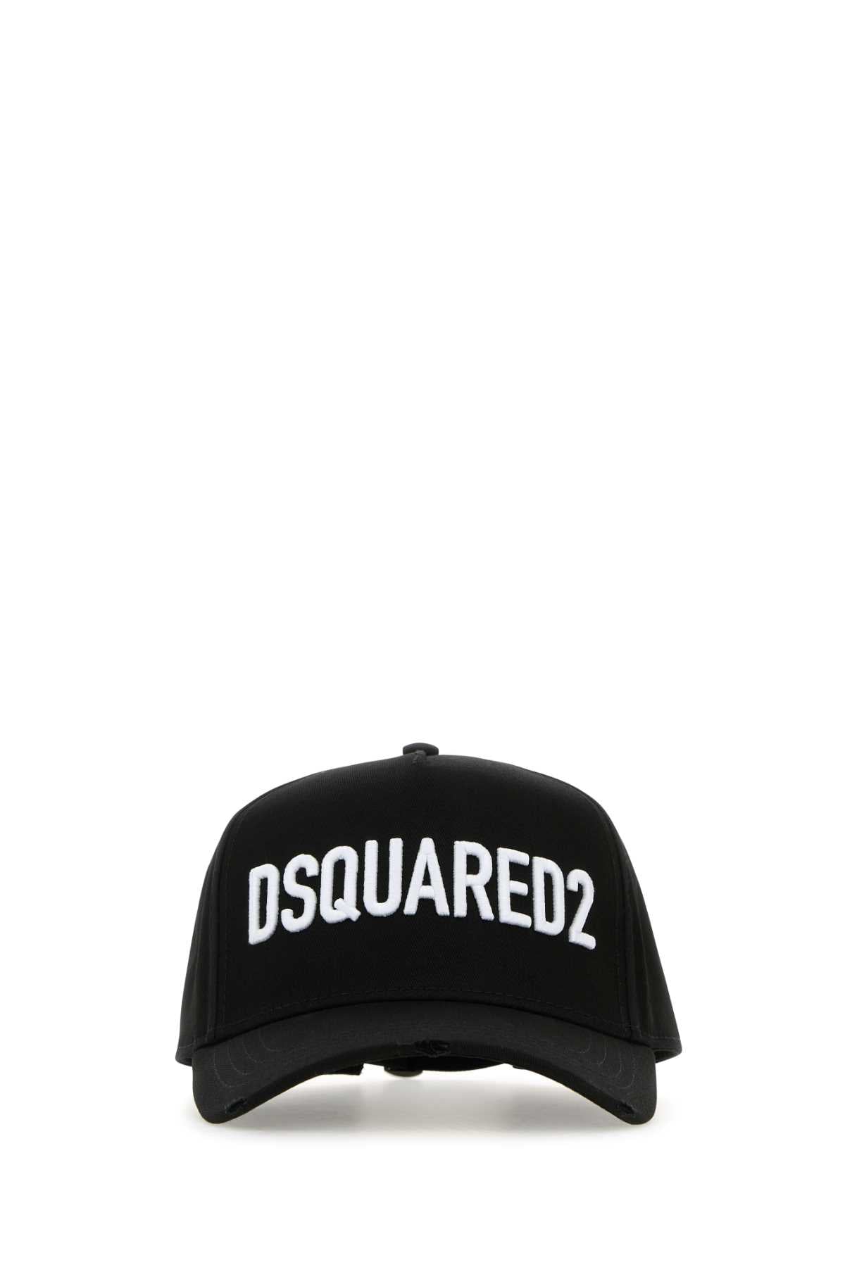 Dsquared2 CAPPELLO Logo-Embroidered Cotton Baseball Cap — Black