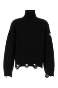 MM6 Maison Margiela Distressed Virgin Wool and Acrylic Sweater — Black