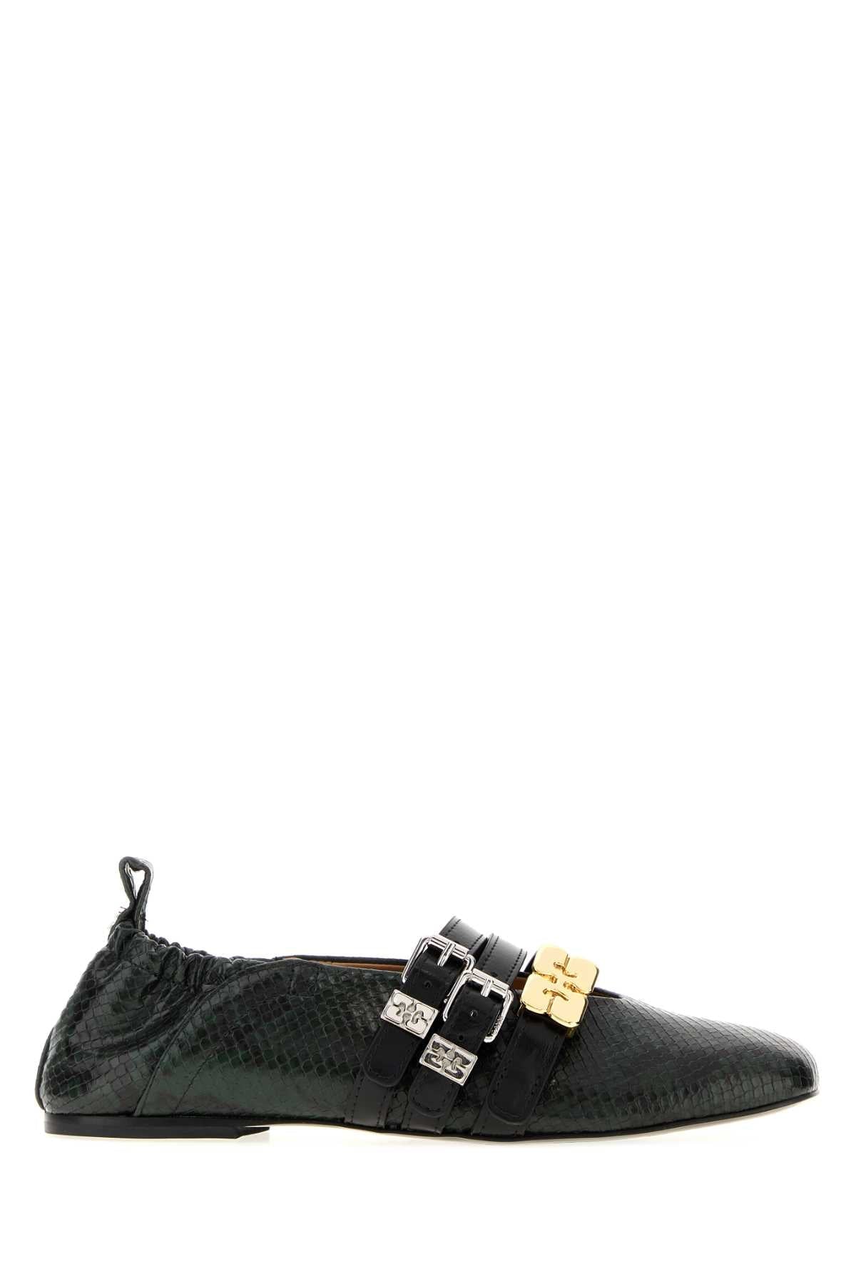 Ganni Sue Triple Ballet Flat — Black