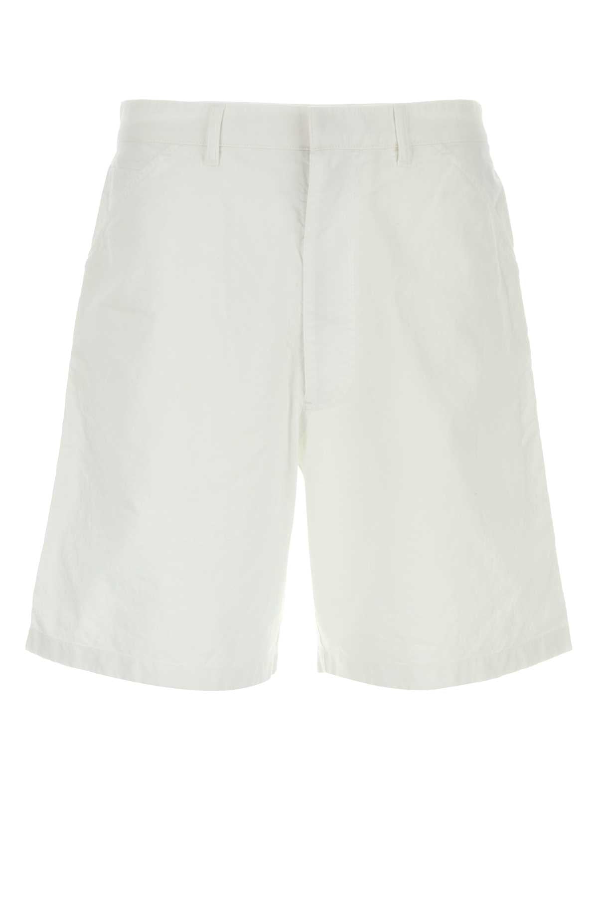 Prada Oxford Cotton Bermuda Shorts — White