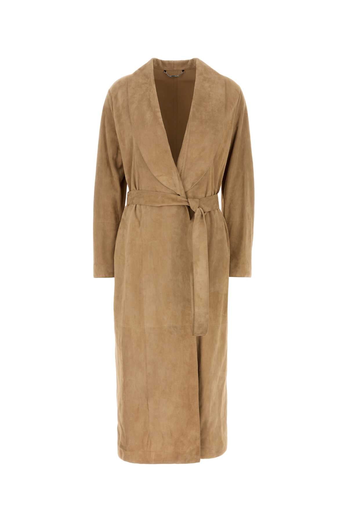Fendi Suede Trench Coat — Beige