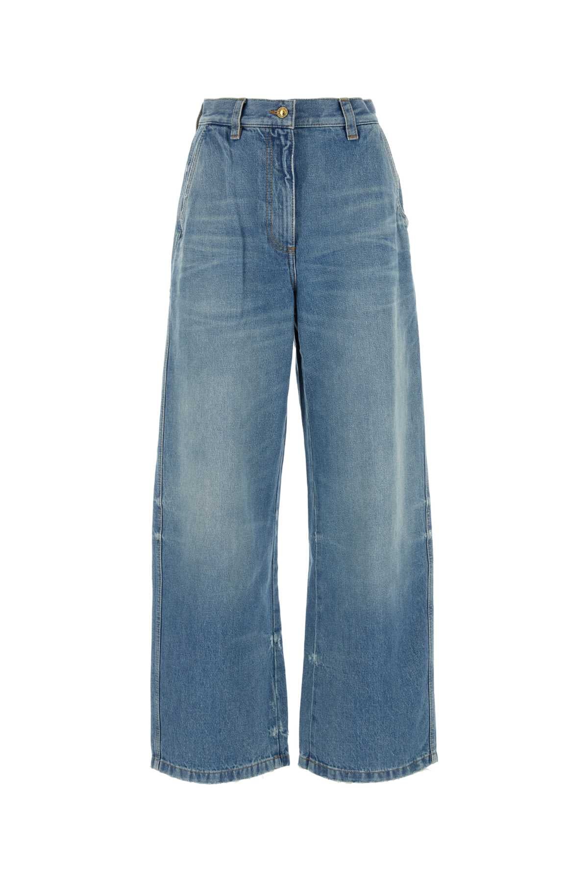 Palm Angels Wide-Leg Denim Jeans — Blue