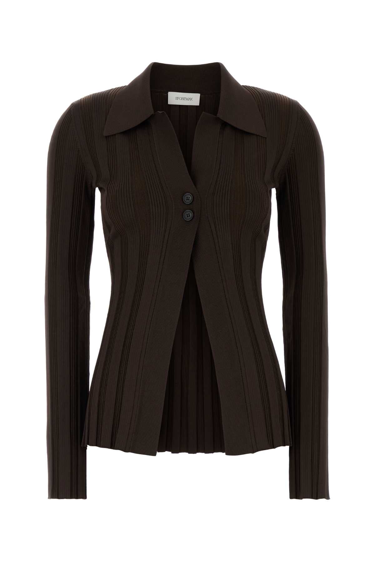 Sportmax Stretch Viscose Blend Cardigan — Brown