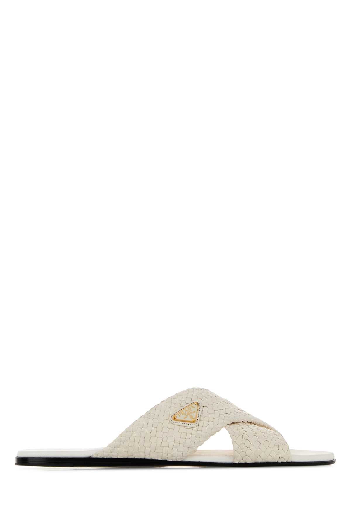 Prada Woven Leather Flat — White