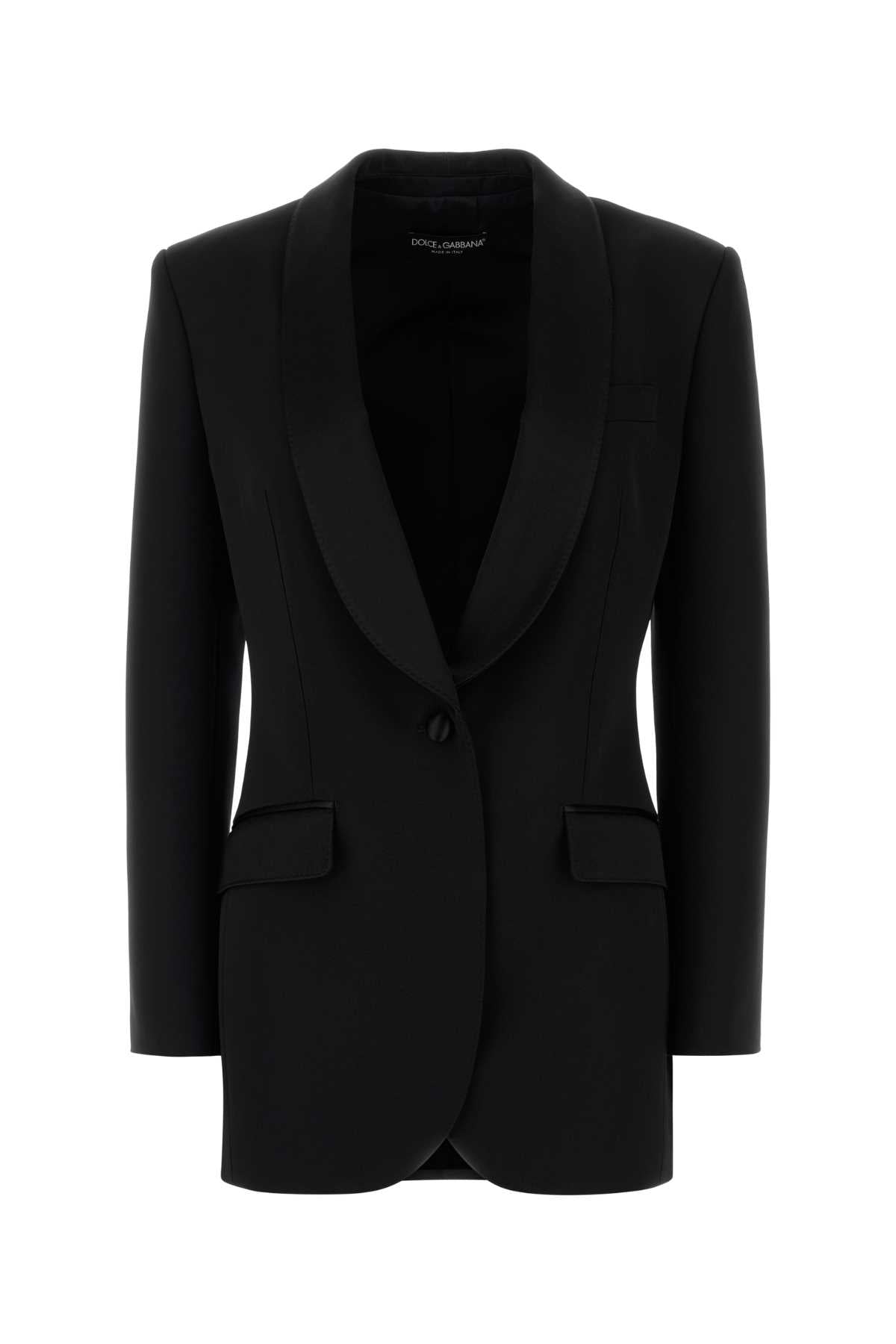Dolce & Gabbana Stretch Wool Blend Blazer — Black