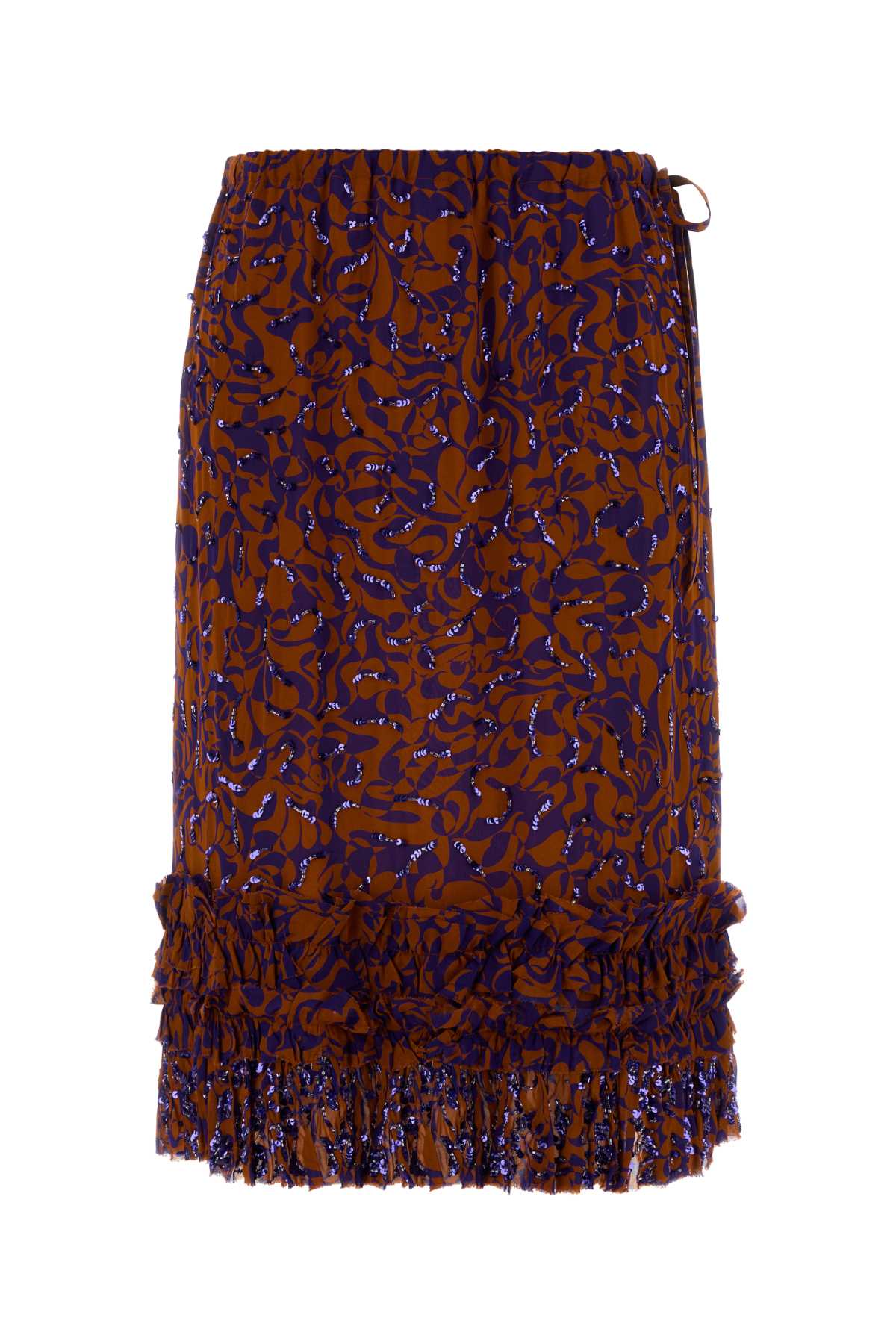Dries Van Noten Printed Viscose Skirt — Orange
