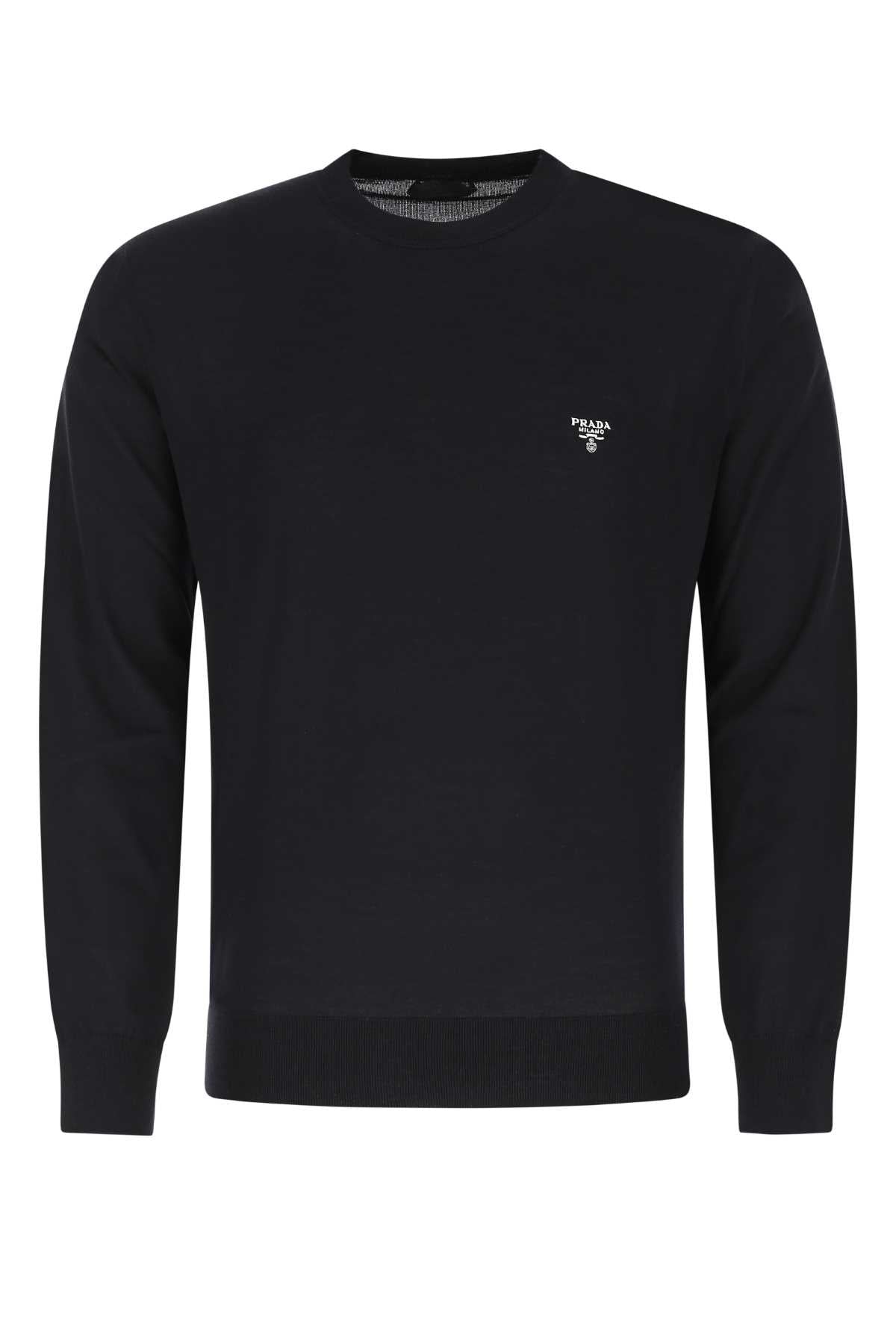 Prada Wool Crew-Neck Sweater — Navy