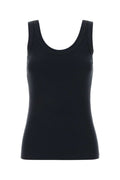 Brunello Cucinelli Stretch Cotton Ribbed Tank Top — Navy