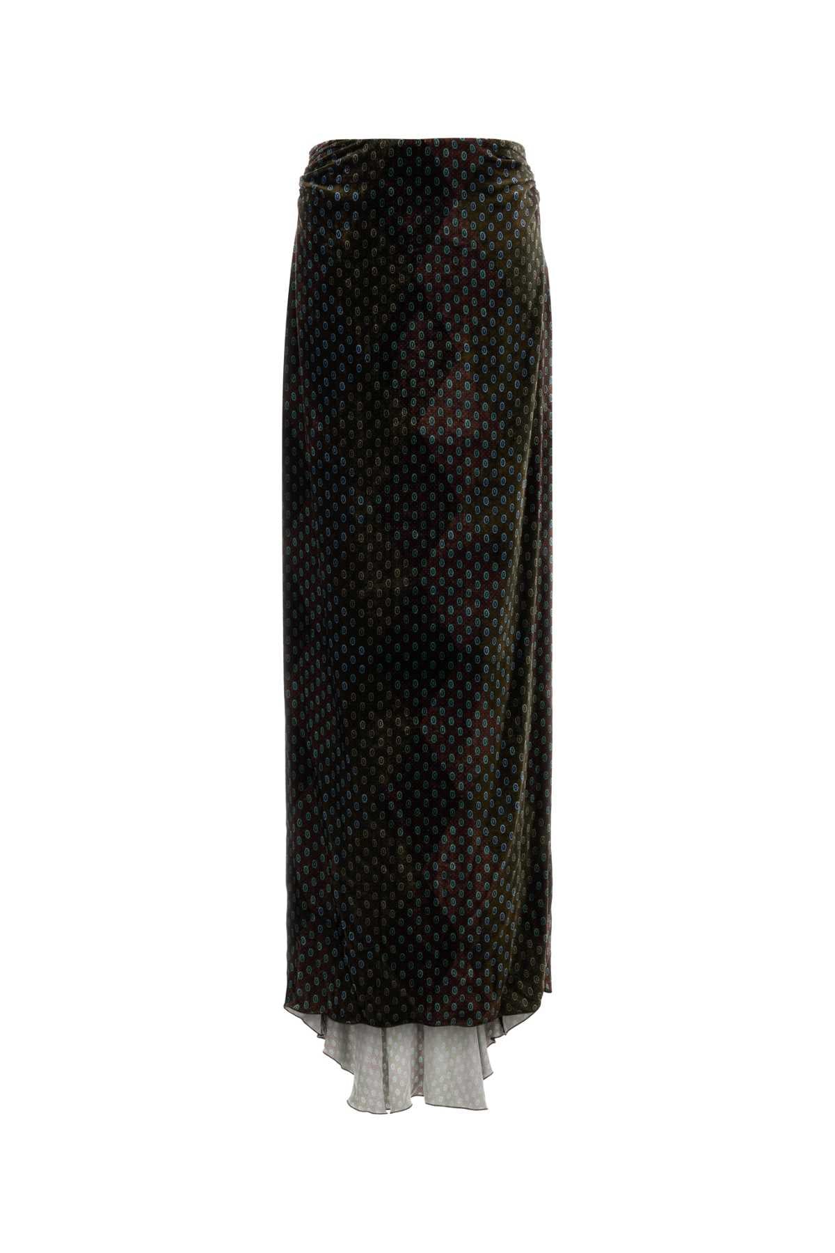 Dries Van Noten Printed Silk-Viscose Skirt — Black