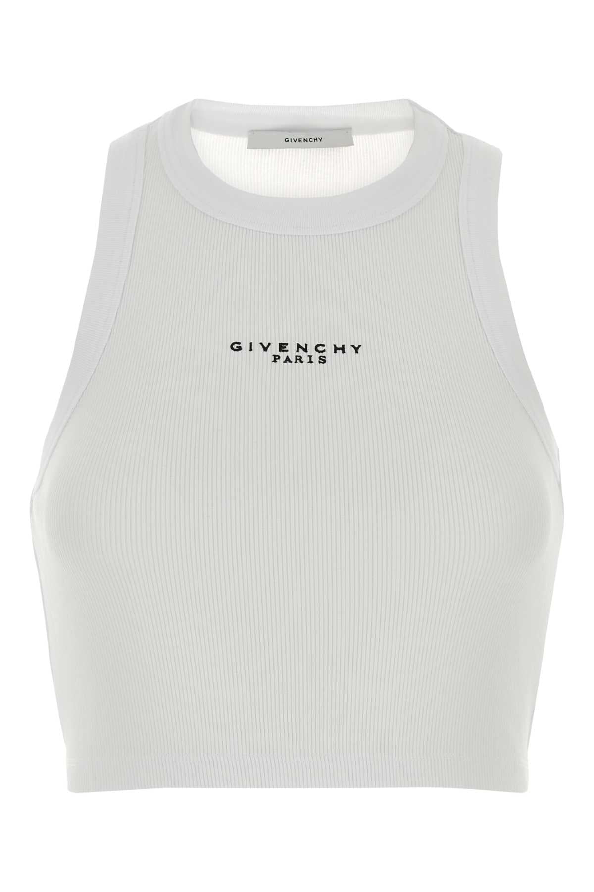 Givenchy Logo-Embroidered Ribbed Cotton Tank Top — White