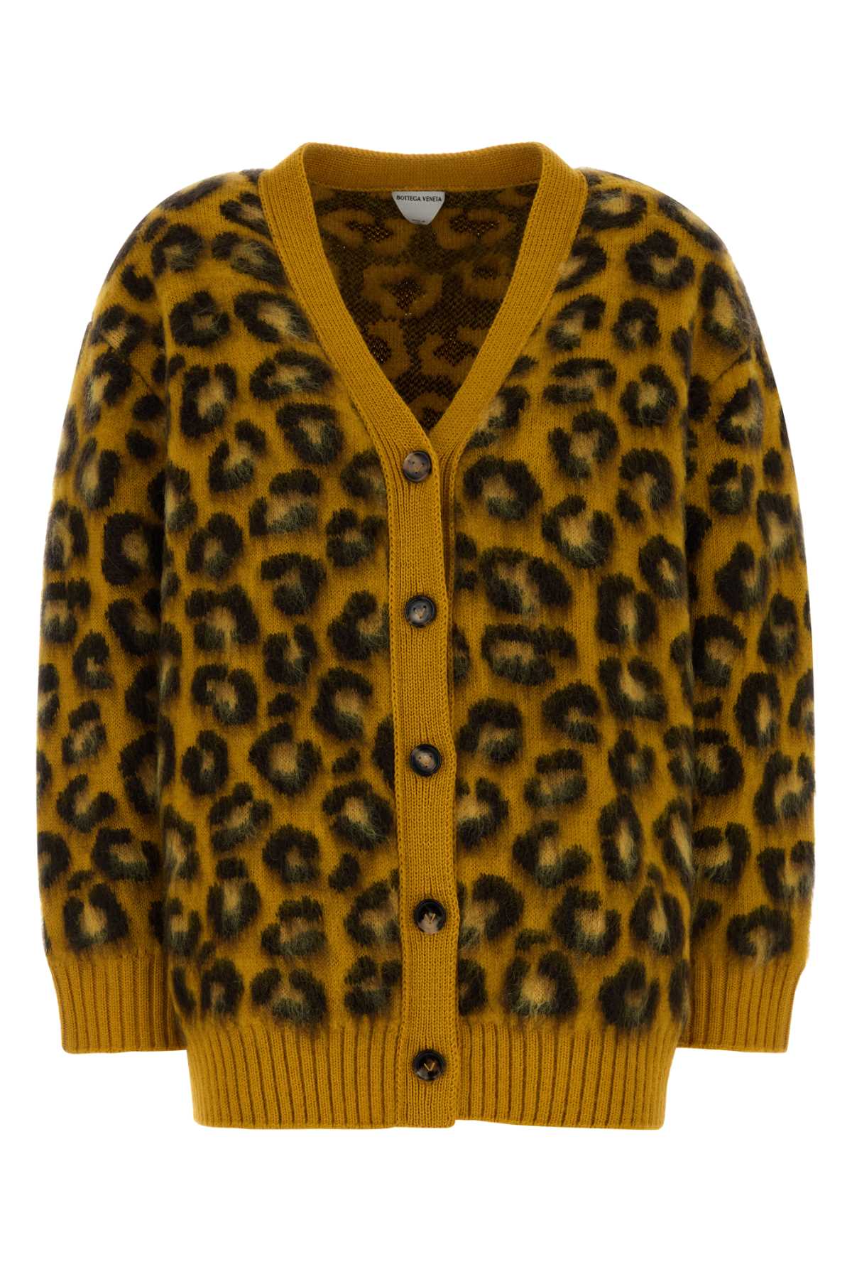 Bottega Veneta Leopard Cardigan — Yellow