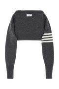 Thom Browne Merino Wool Striped Clutch — Gray