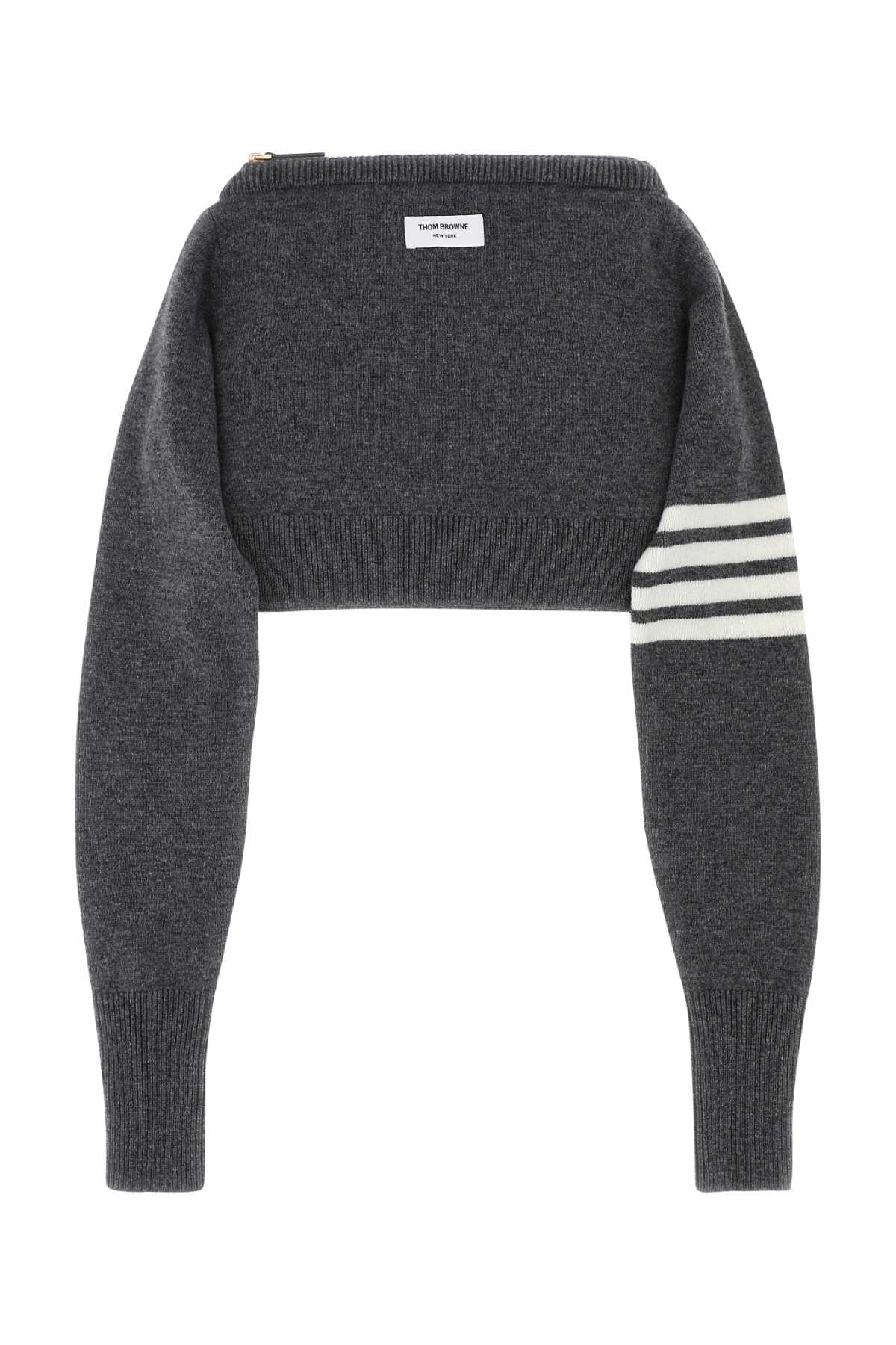 Thom Browne Merino Wool Striped Clutch — Gray