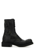 Miu Miu Vitello Leather Lace-Up Ankle Boot — Black