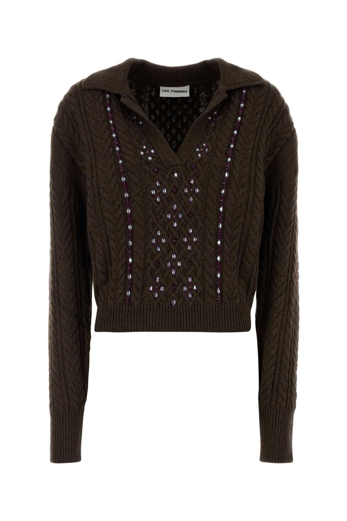 Des Phemmes Polo Sweater — Brown