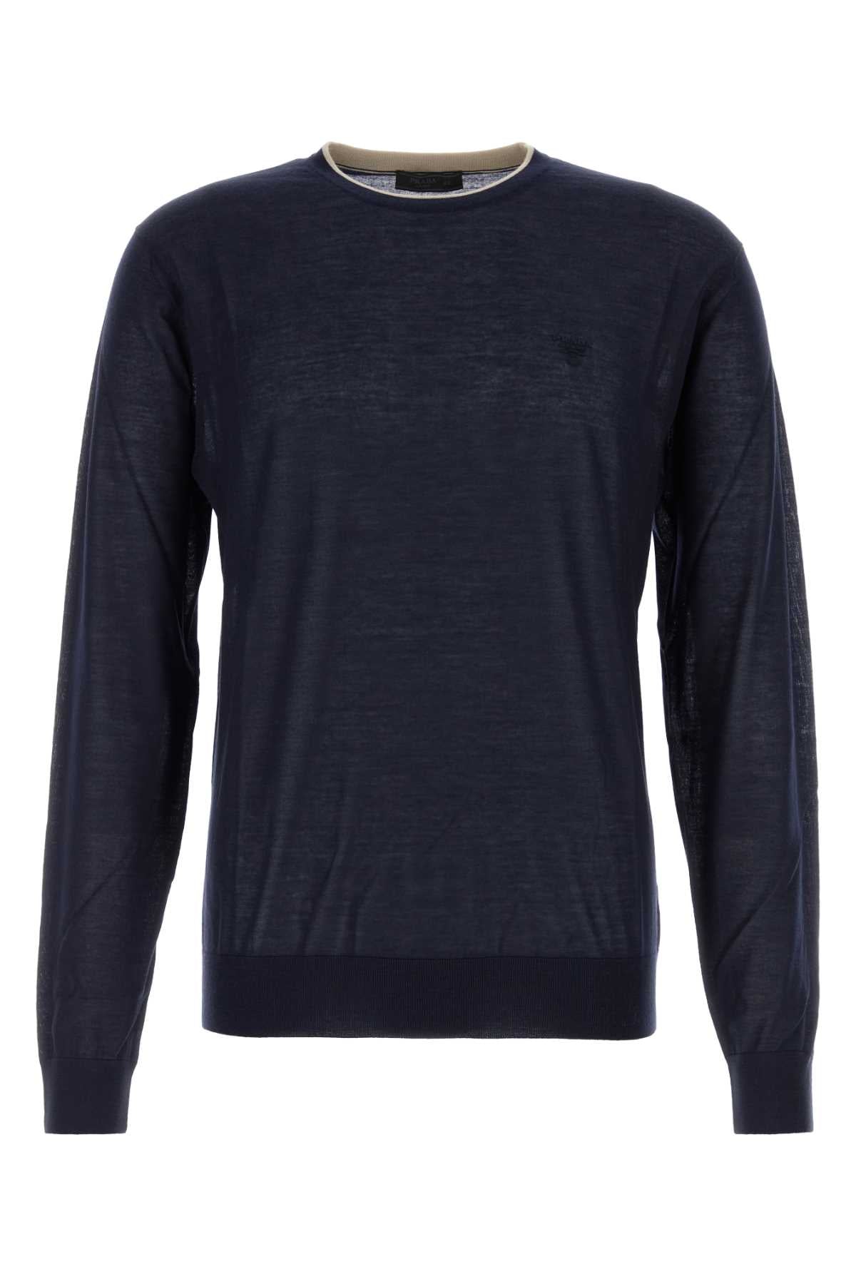 Prada Cashmere-Silk Blend Sweater — Navy