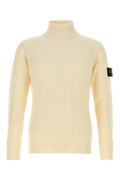 Stone Island Virgin Wool Ribbed Turtleneck Sweater — Beige