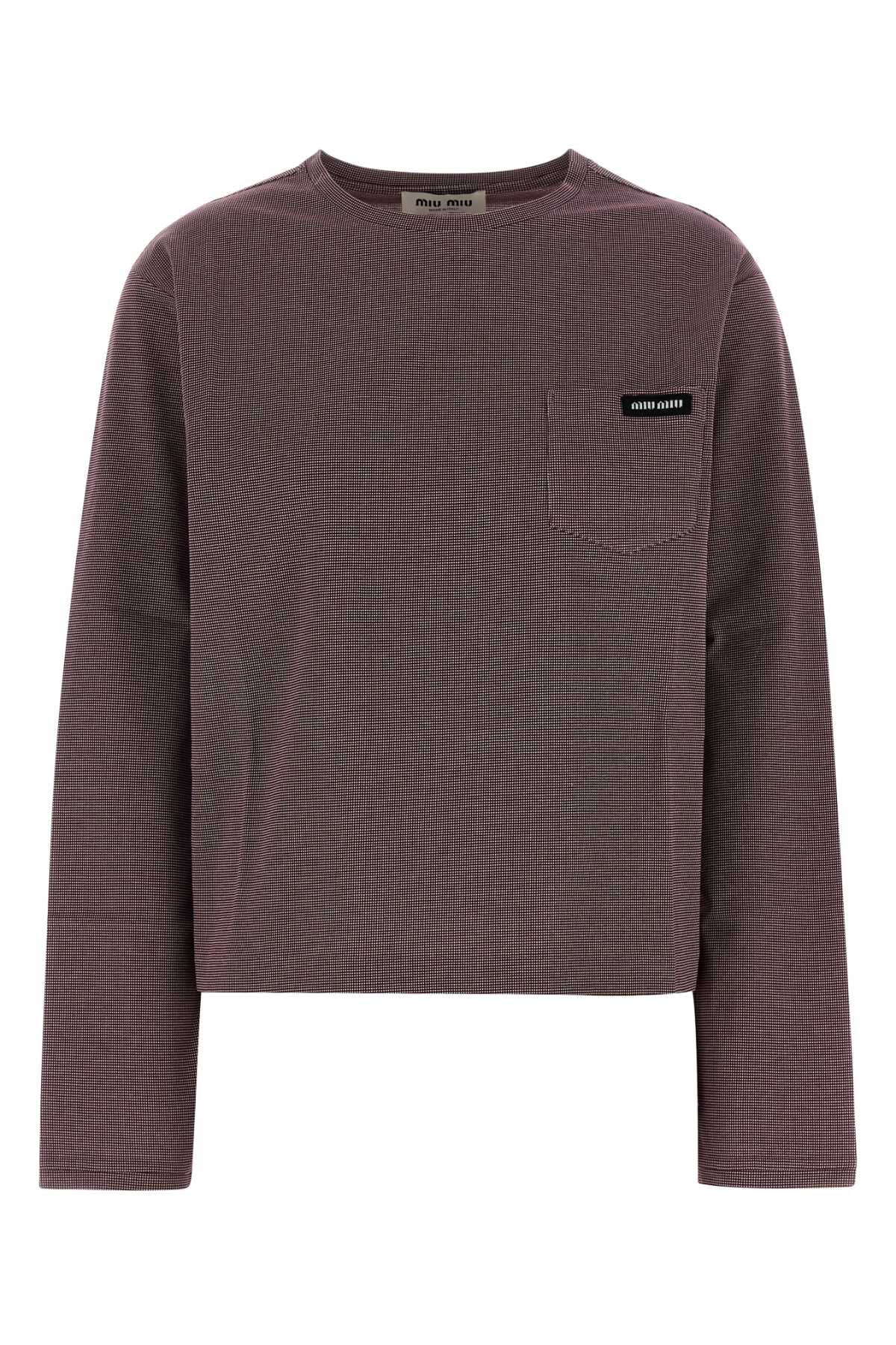Miu Miu Textured Jersey T-Shirt — Brown